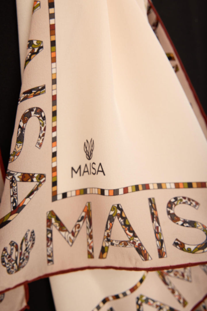 Maisa Rufi Krep İpek Şal - Krem