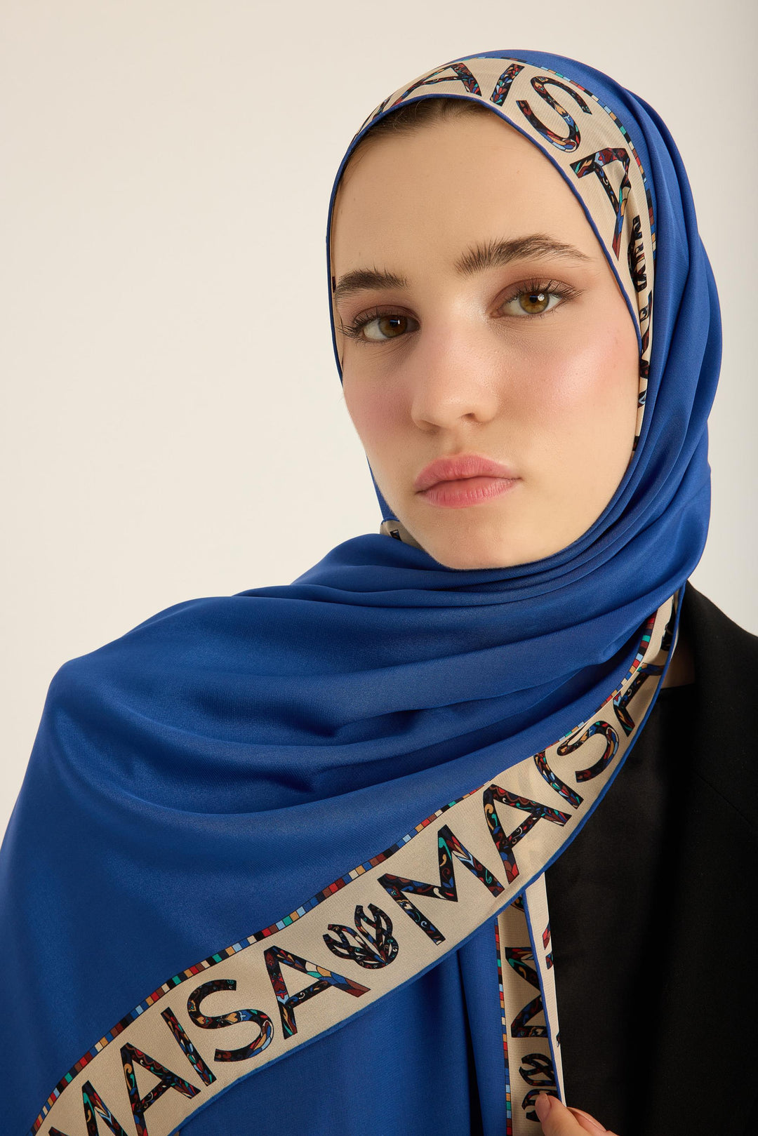 Maisa Rufi Krep İpek Şal - Mavi