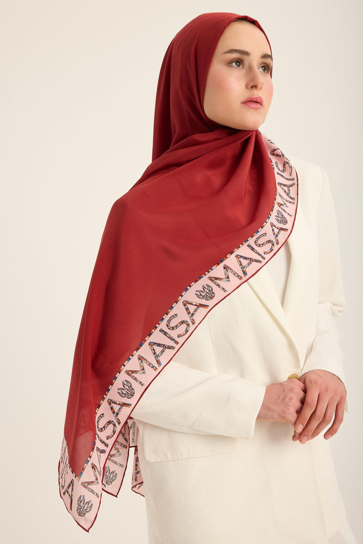 Maisa Rufi Krep İpek Şal - Vişne