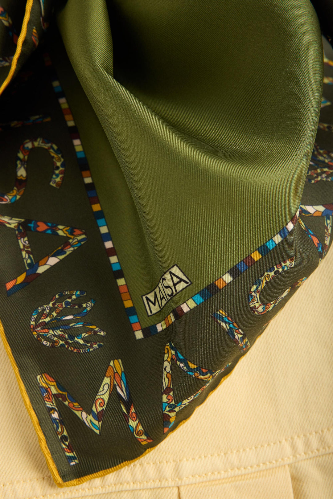Maisa Rufi Tivil İpek Eşarp - Koyu Yeşil