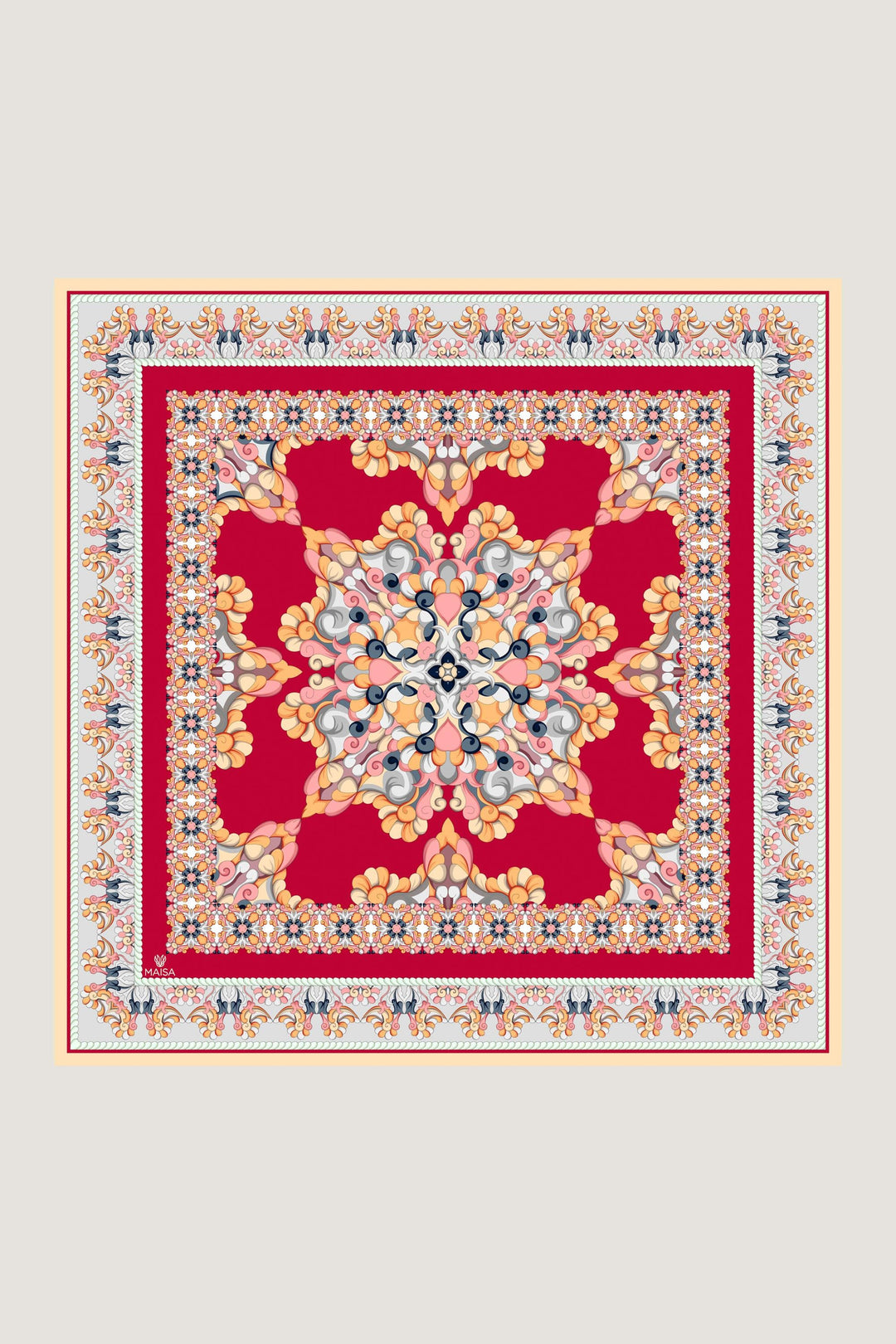 Maisa RUH SURA İPEK EŞARP 90*90 CM - KIRMIZI