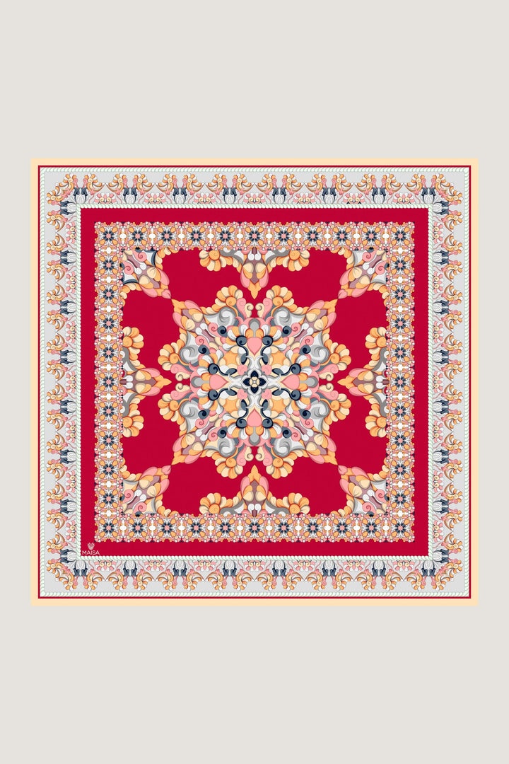 Maisa RUH SURA İPEK EŞARP 90*90 CM - KIRMIZI