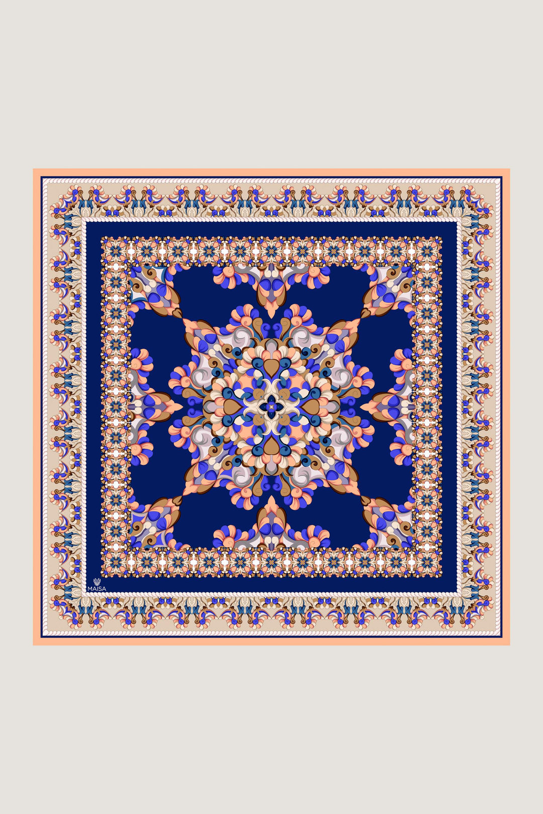 Maisa RUH SURA İPEK EŞARP 90*90 CM - LACİVERT