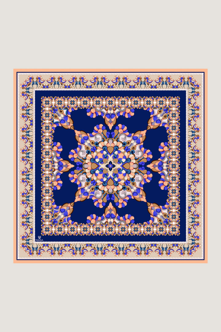 Maisa RUH SURA İPEK EŞARP 90*90 CM - LACİVERT