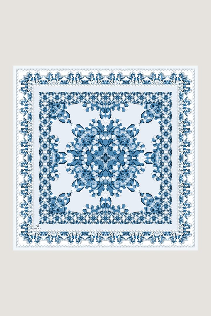Maisa RUH SURA İPEK EŞARP 90*90 CM - MAVİ