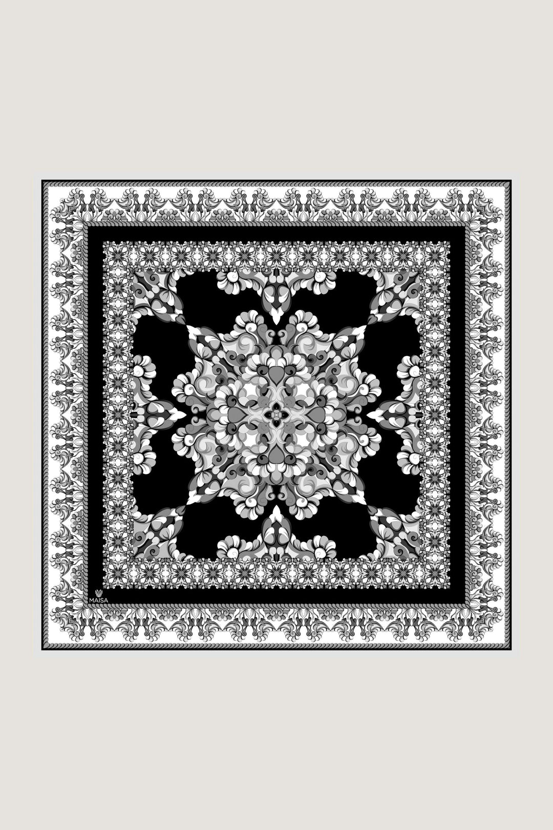 Maisa RUH SURA İPEK EŞARP 90*90 CM - SİYAH