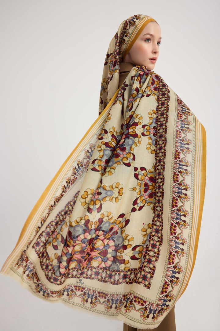 Maisa RUH YÜN İPEK EŞARP 110*110 CM - PUDRA PEMBE