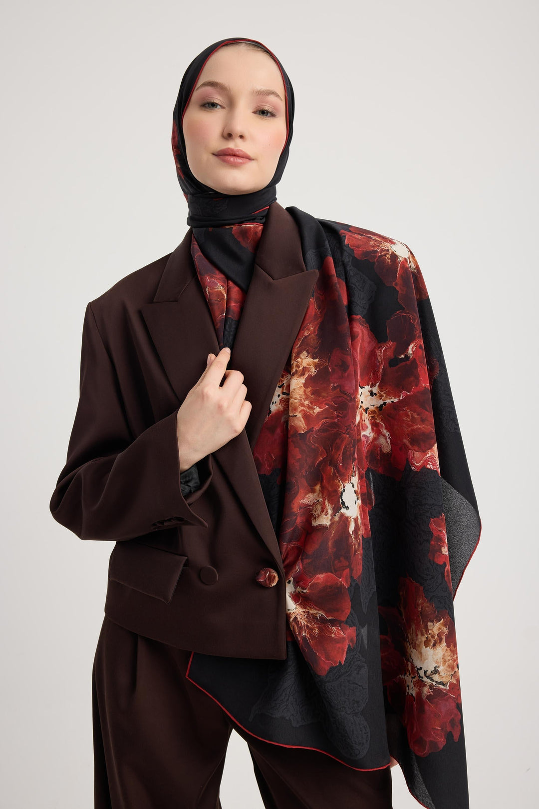 Maisa RÜYA KREP İPEK ŞAL 70*190 CM - BORDO