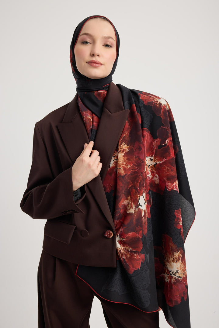 Maisa RÜYA KREP İPEK ŞAL 70*190 CM - BORDO