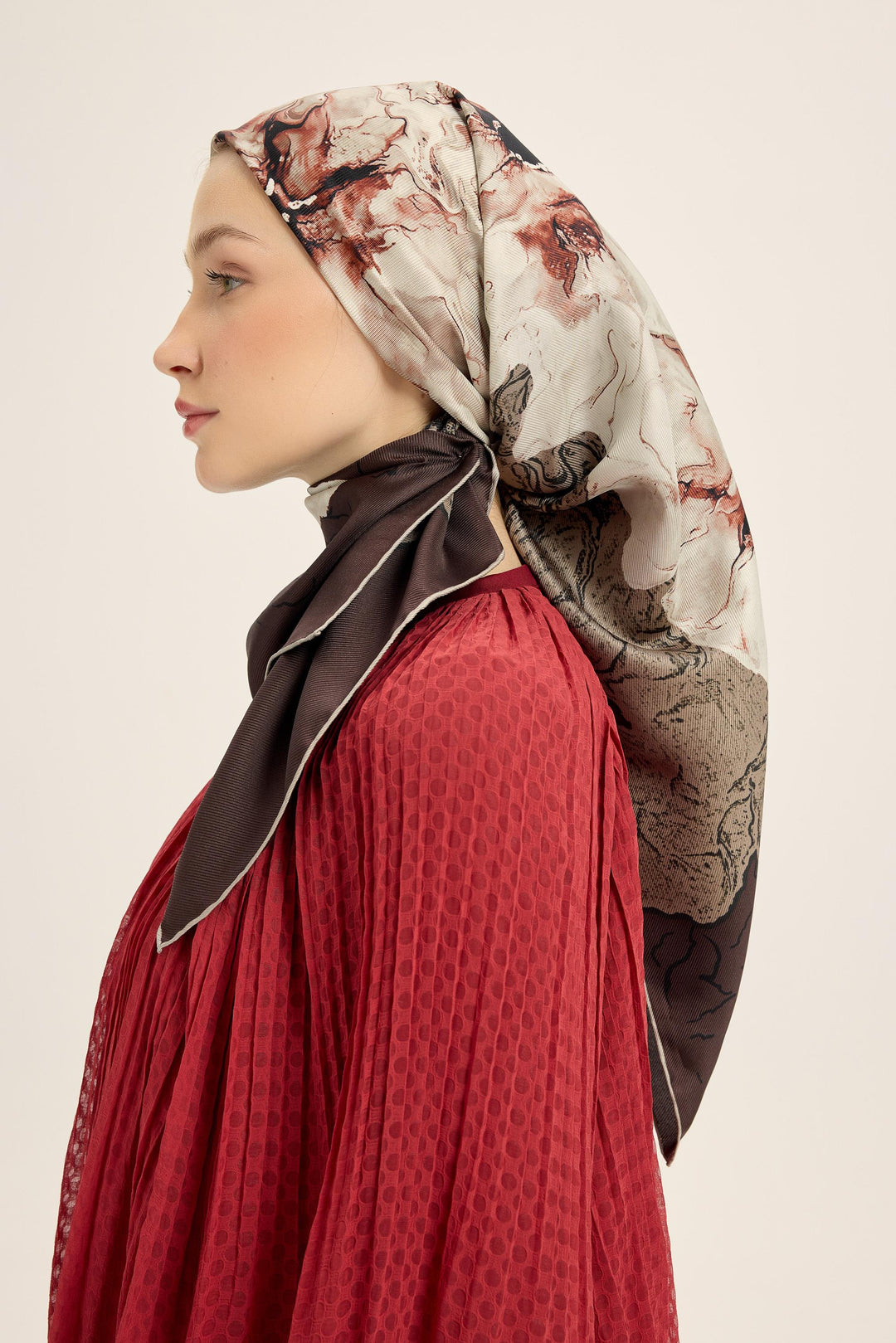 Maisa Rüya Mulberry İpek Eşarp - Kahverengi