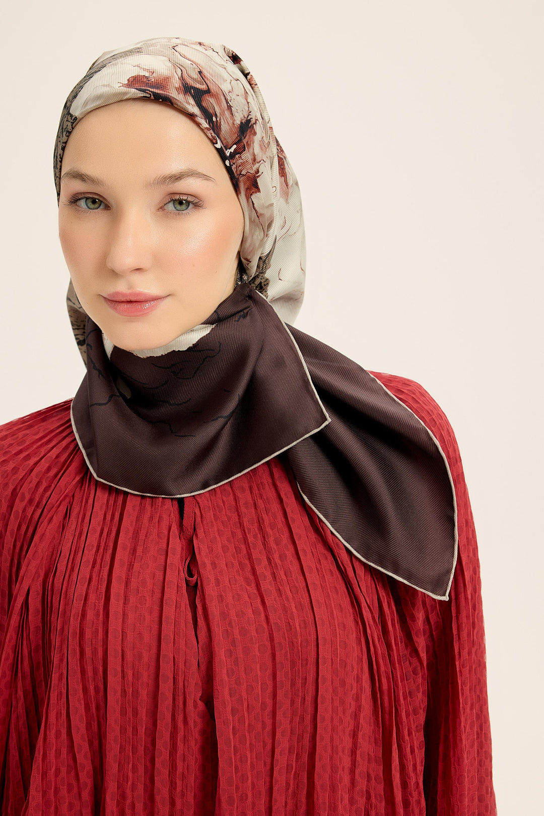 Maisa Rüya Mulberry İpek Eşarp - Kahverengi