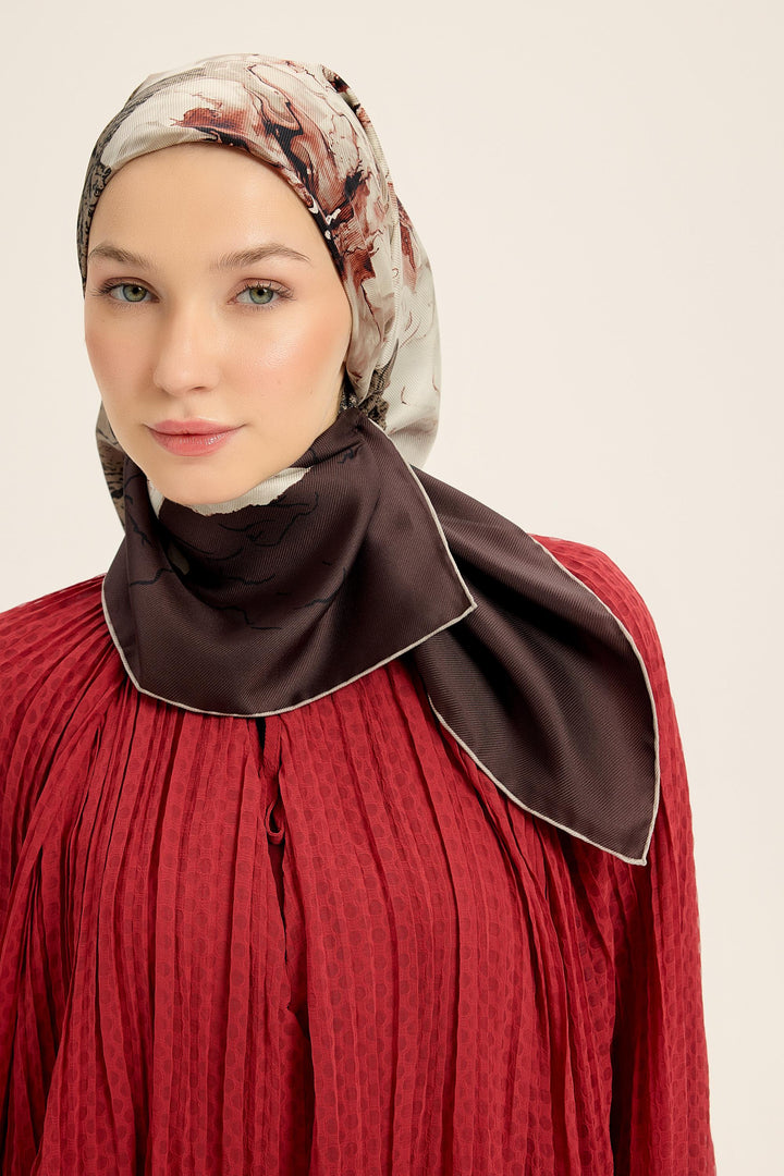 Maisa Rüya Mulberry İpek Eşarp - Kahverengi