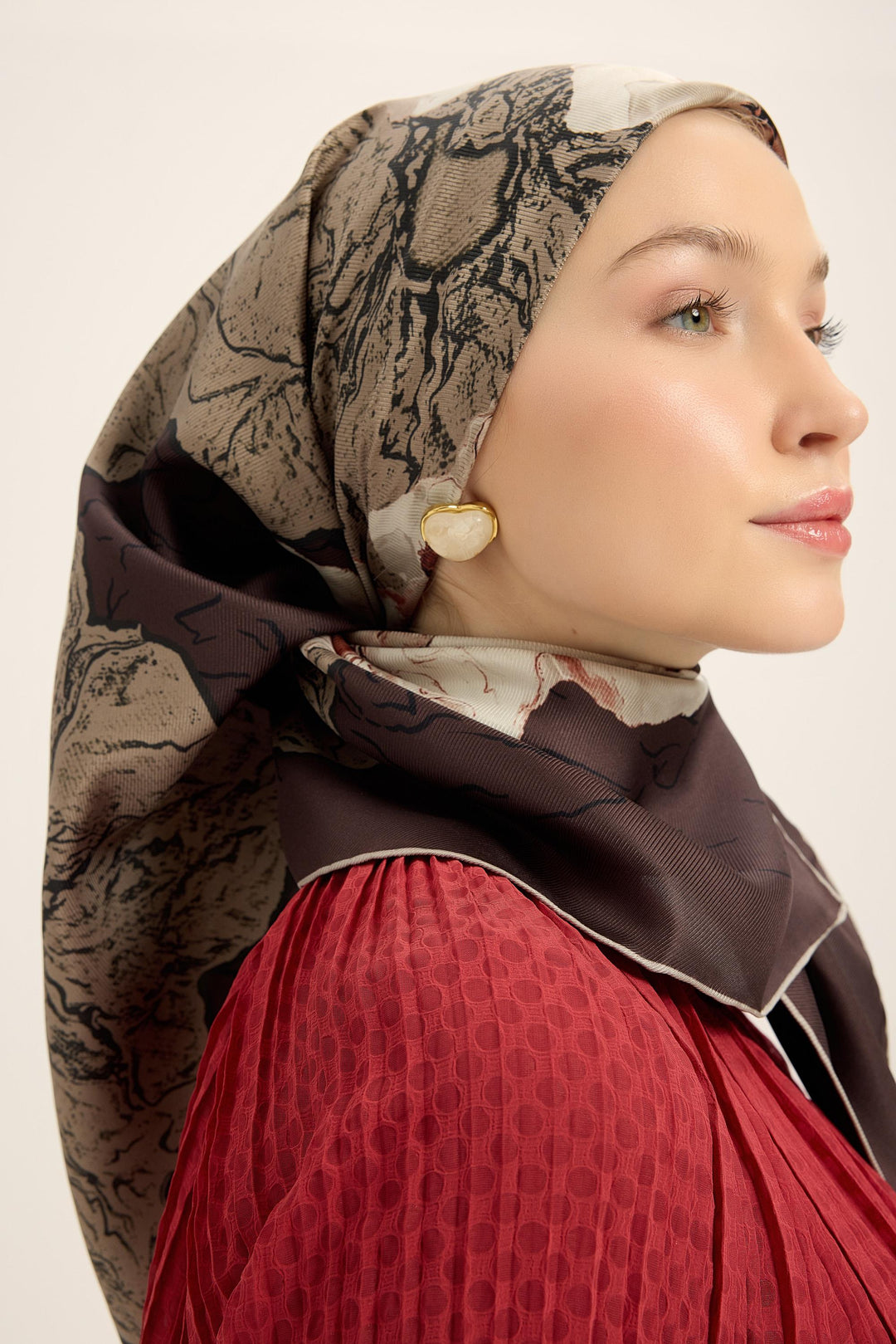 Maisa Rüya Mulberry İpek Eşarp - Kahverengi