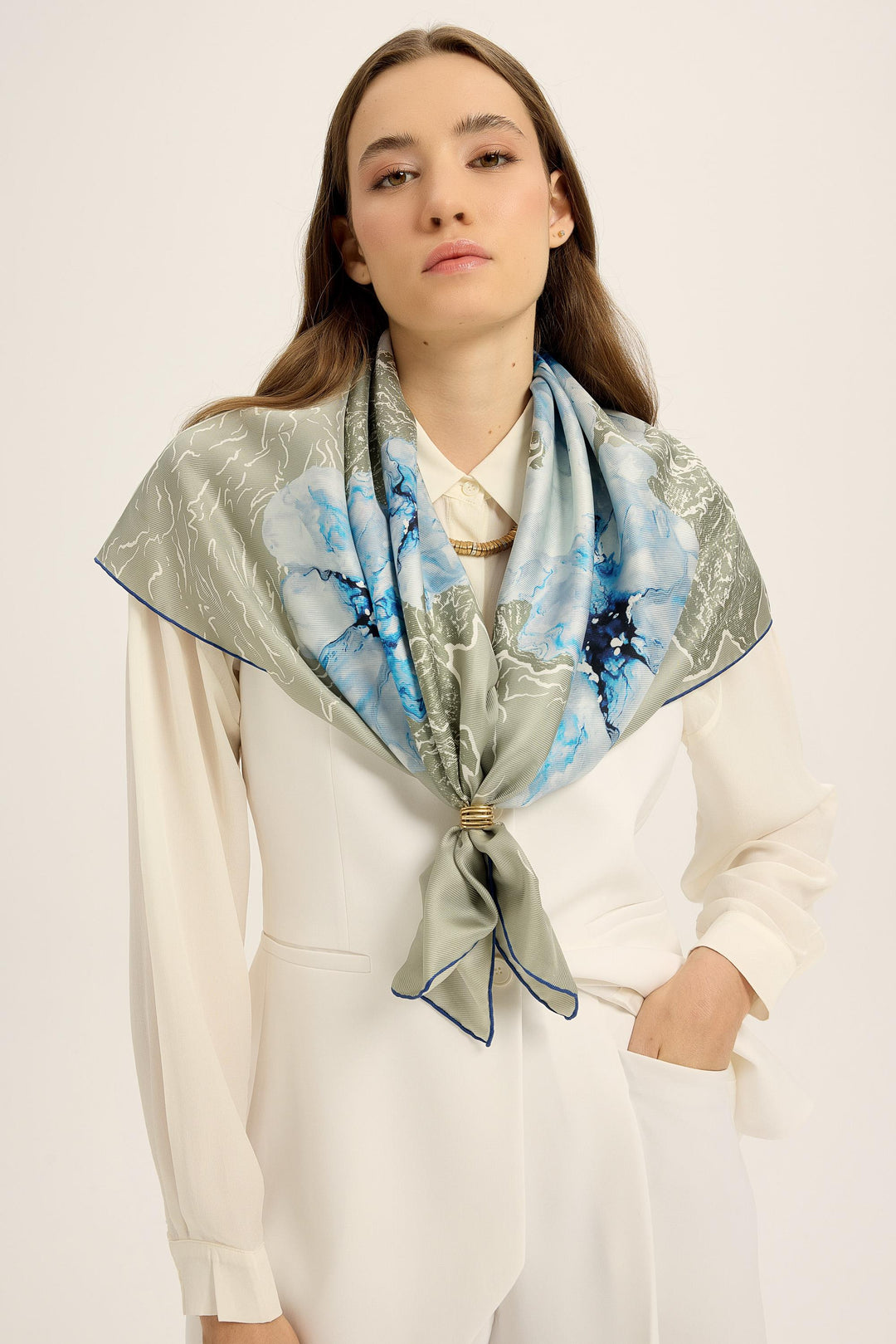 Maisa Rüya Mulberry İpek Eşarp - Küf Yeşili