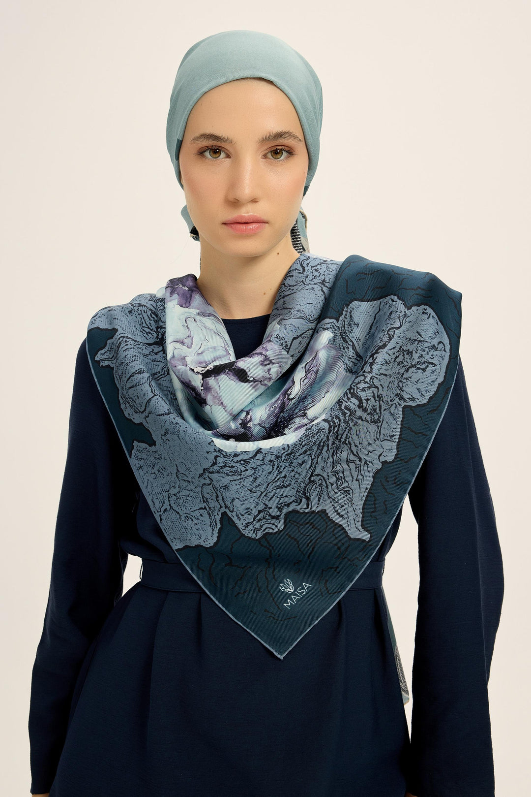 Maisa Rüya Mulberry İpek Eşarp - Mavi