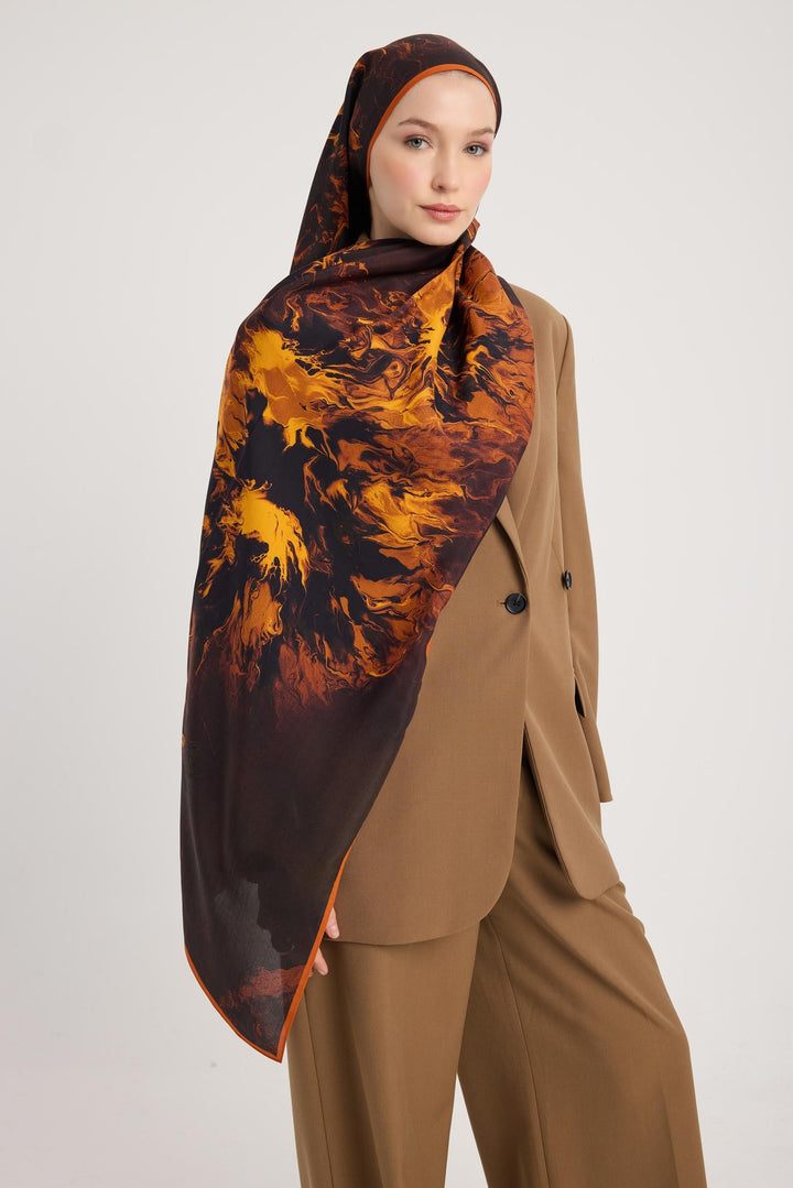Maisa SABA FLOŞ VİSKON ŞAL 70*190 CM - KAHVERENGİ