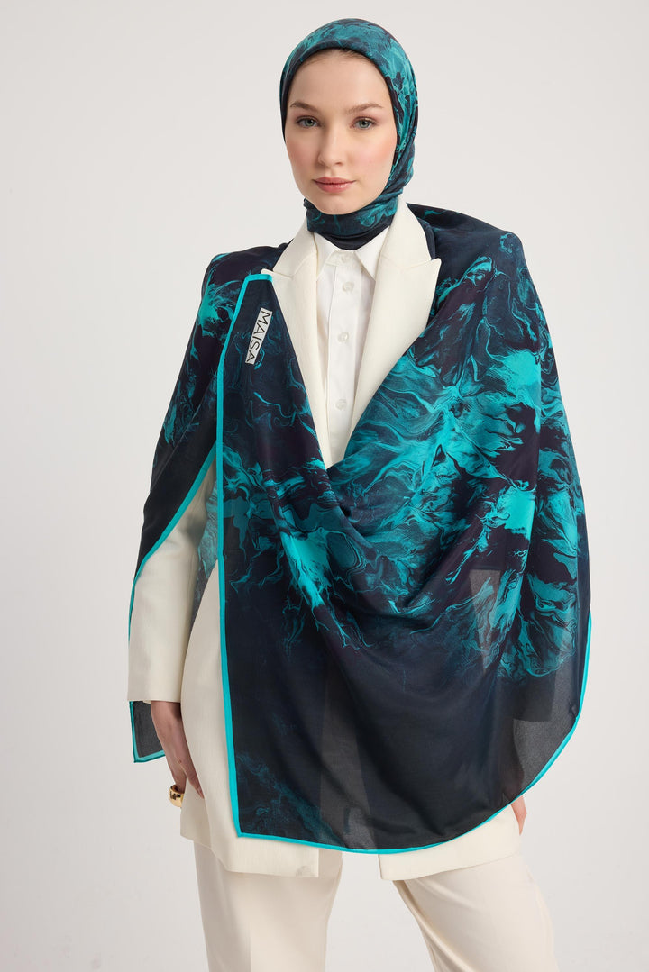 Maisa SABA FLOŞ VİSKON ŞAL 70*190 CM - LACİVERT