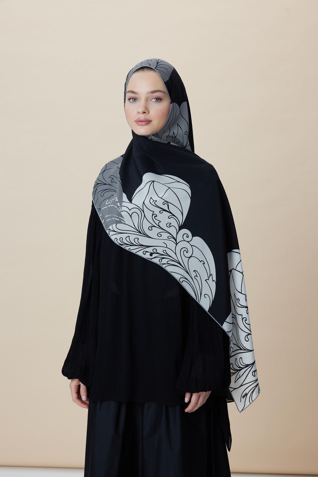 Maisa SAFİ KREP İPEK ŞAL 70*190 CM - SİYAH