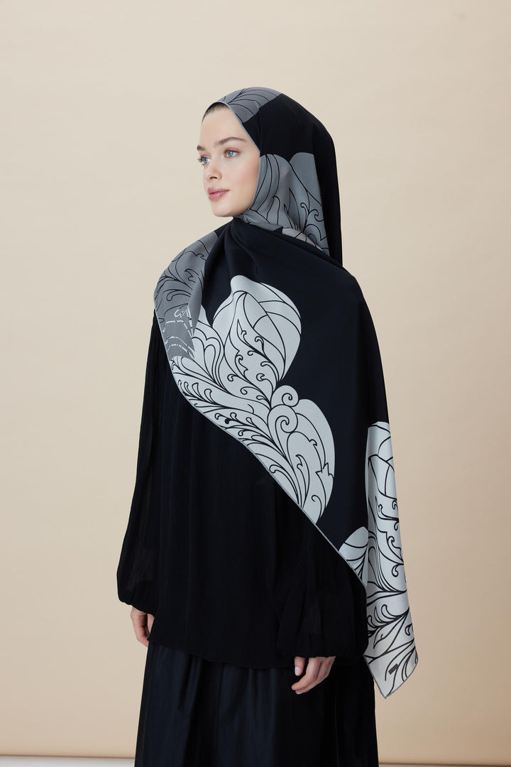 Maisa SAFİ KREP İPEK ŞAL 70*190 CM - SİYAH