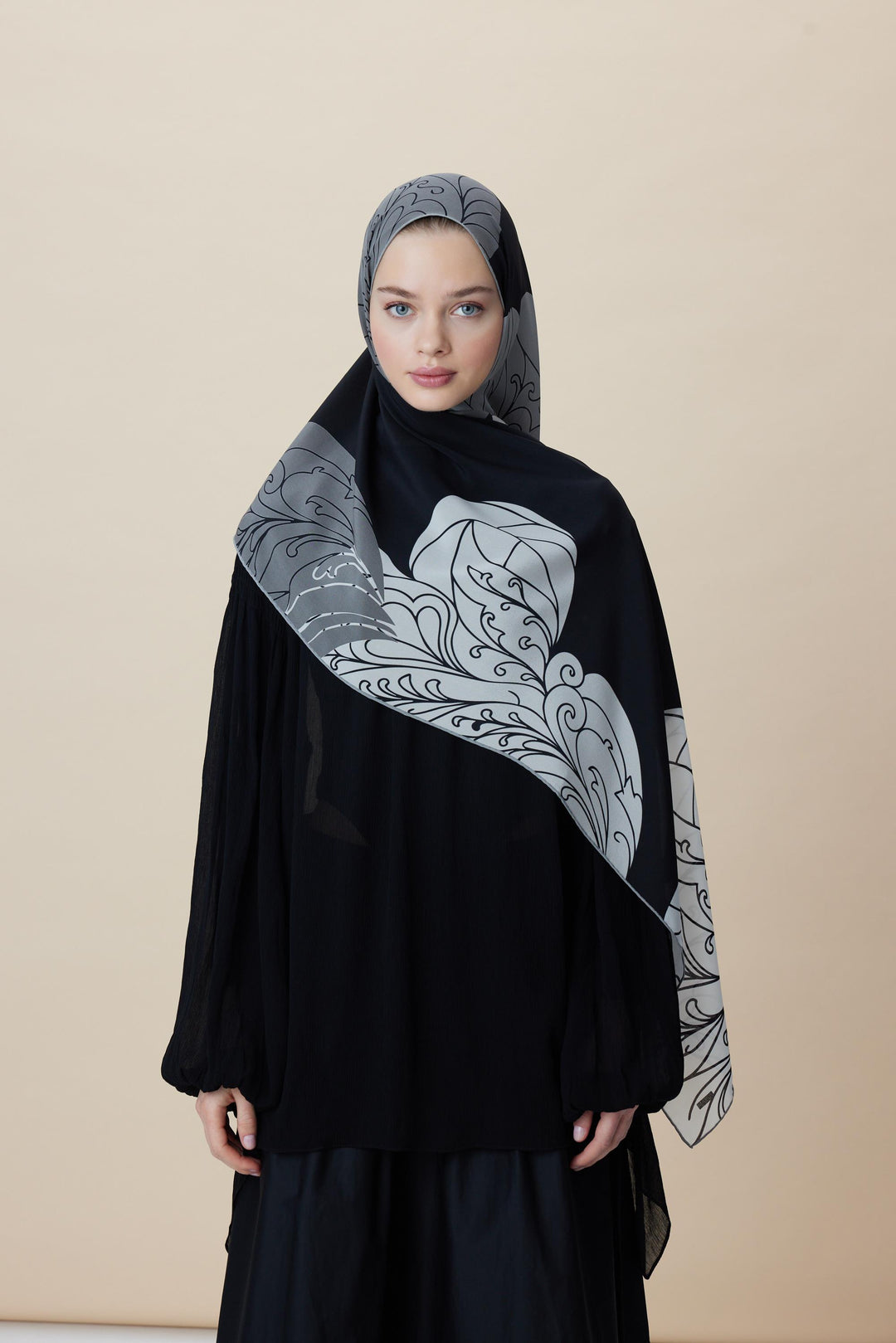 Maisa SAFİ KREP İPEK ŞAL 70*190 CM - SİYAH