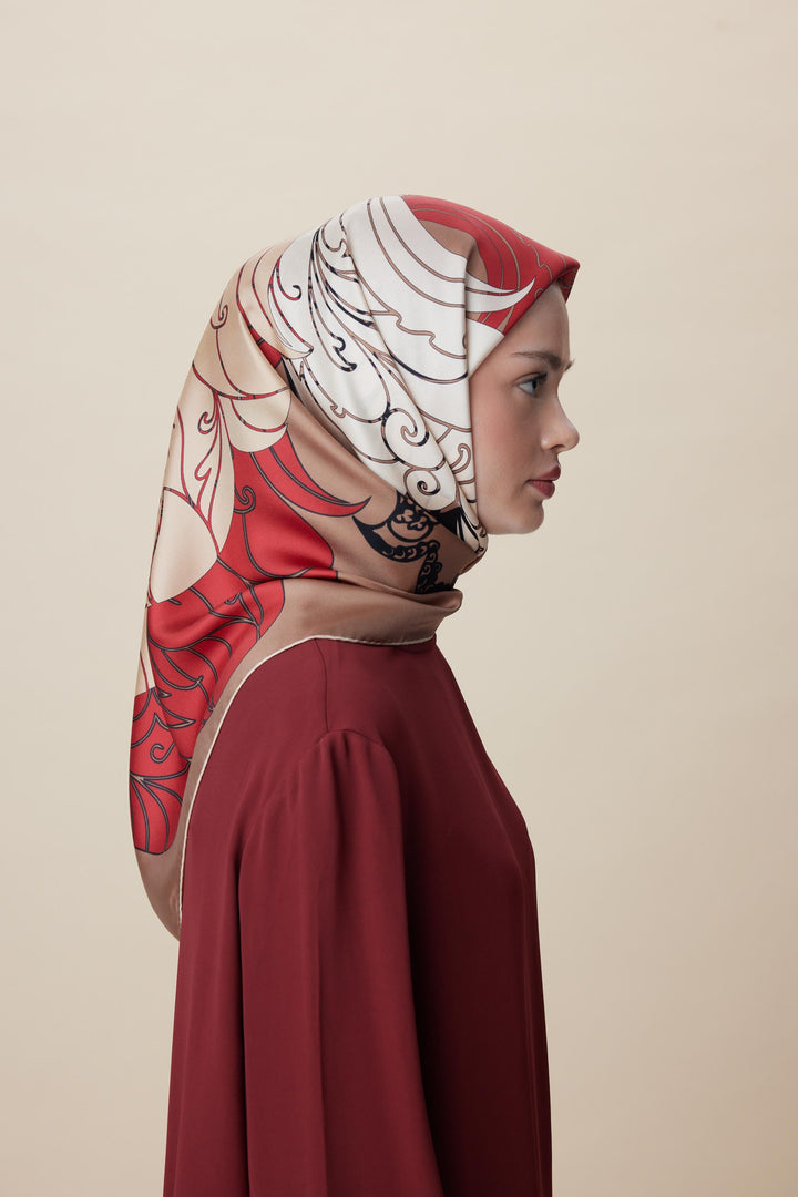 SAFİ TİVİL İPEK EŞARP 90*90 CM - CAMEL - Görsel 3