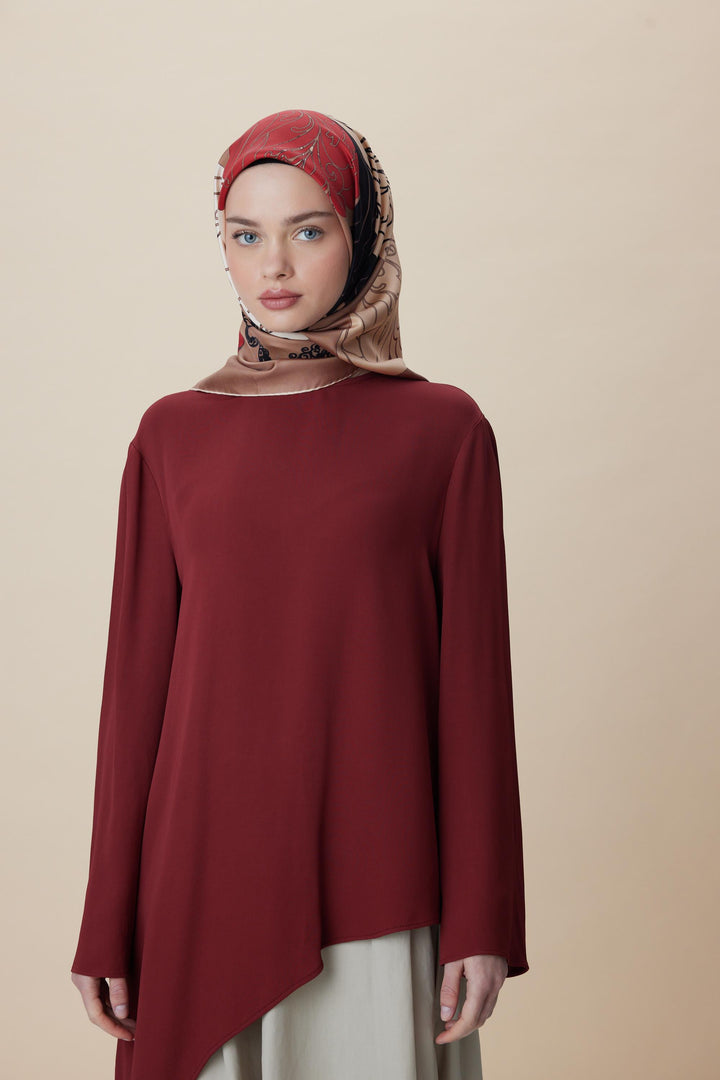 SAFİ TİVİL İPEK EŞARP 90*90 CM - CAMEL - Görsel 10