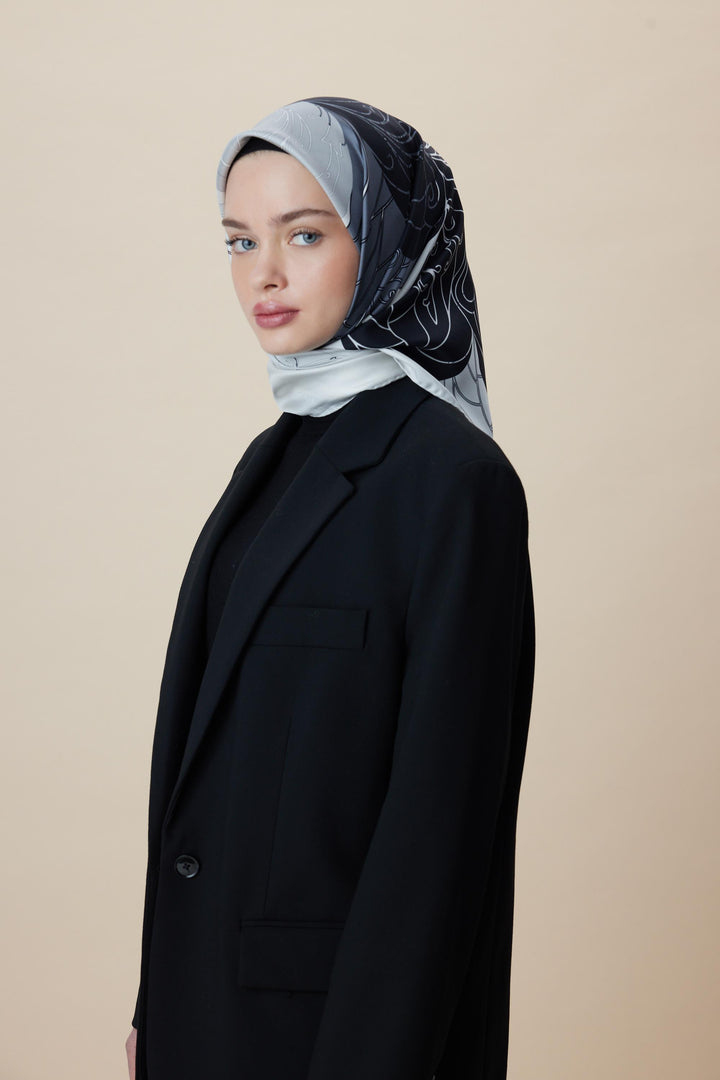 SAFİ TİVİL İPEK EŞARP 90*90 CM - EKRU - Görsel 9