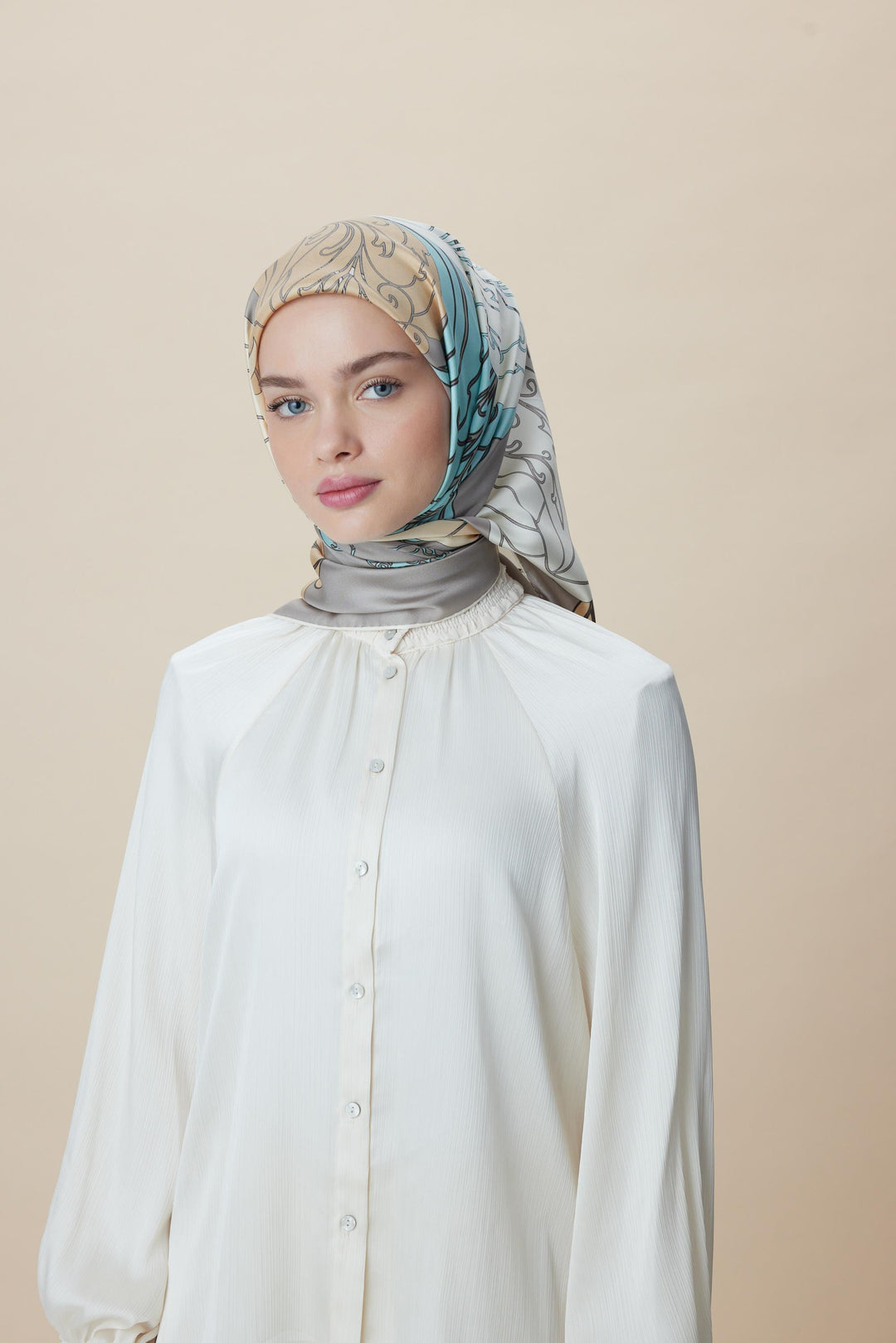 SAFİ TİVİL İPEK EŞARP 90*90 CM - GRİ - Görsel 9