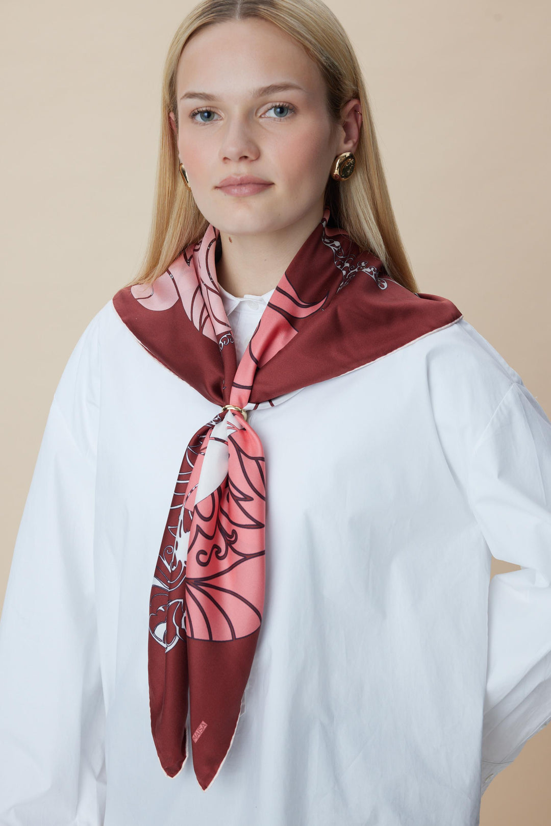 SAFİ TİVİL İPEK EŞARP 90*90 CM - KIRMIZI - Görsel 14