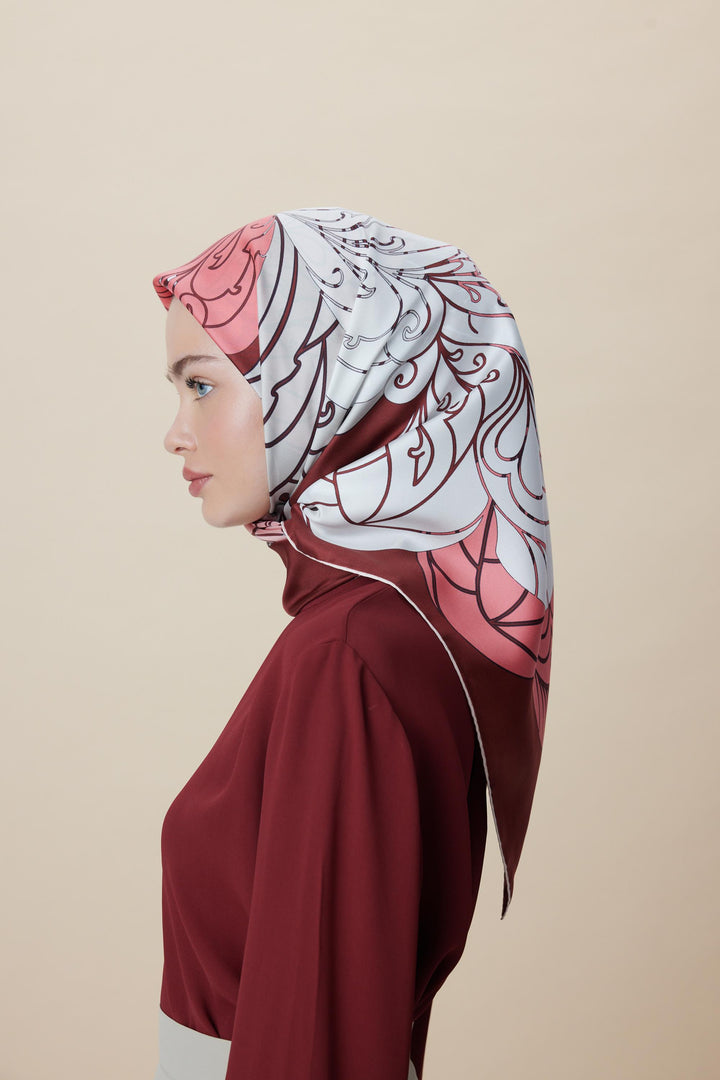 SAFİ TİVİL İPEK EŞARP 90*90 CM - KIRMIZI - Görsel 5