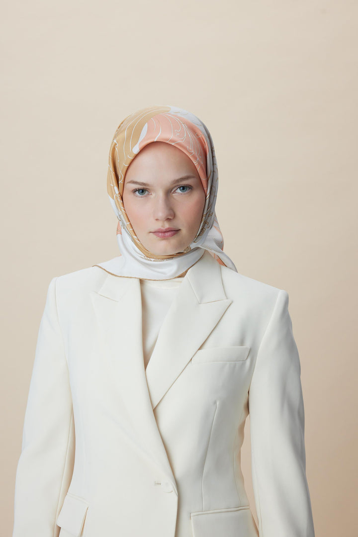 SAFİ TİVİL İPEK EŞARP 90*90 CM - PUDRA PEMBE - Görsel 9