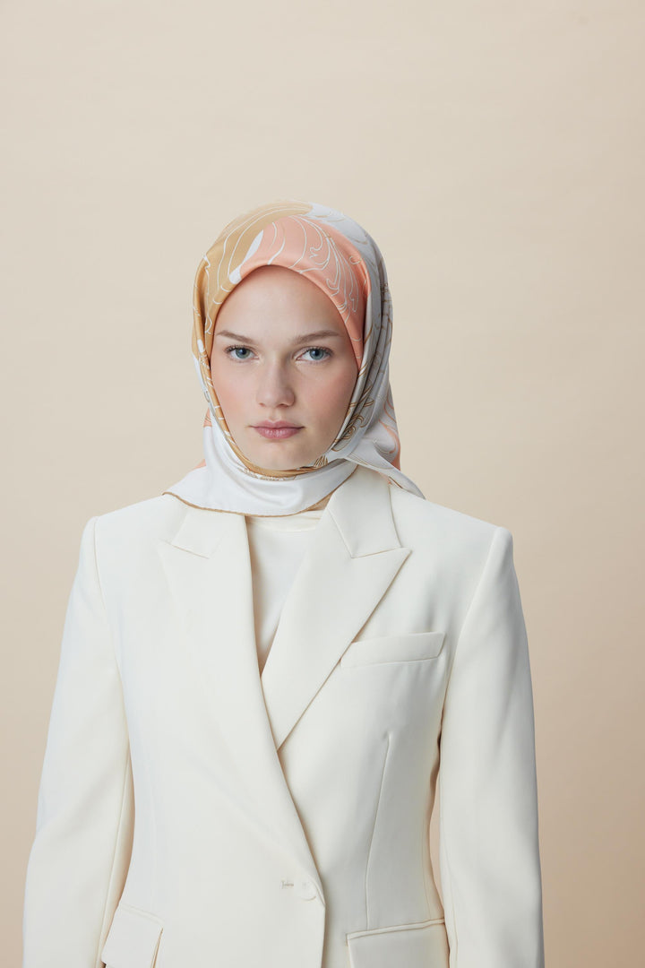 SAFİ TİVİL İPEK EŞARP 90*90 CM - PUDRA PEMBE - Görsel 8