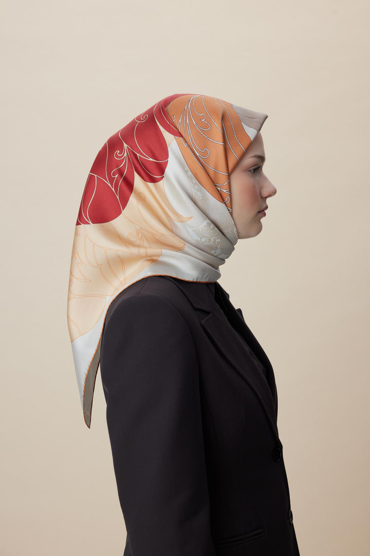 SAFİ TİVİL İPEK EŞARP 90*90 CM - TABA - Görsel 4