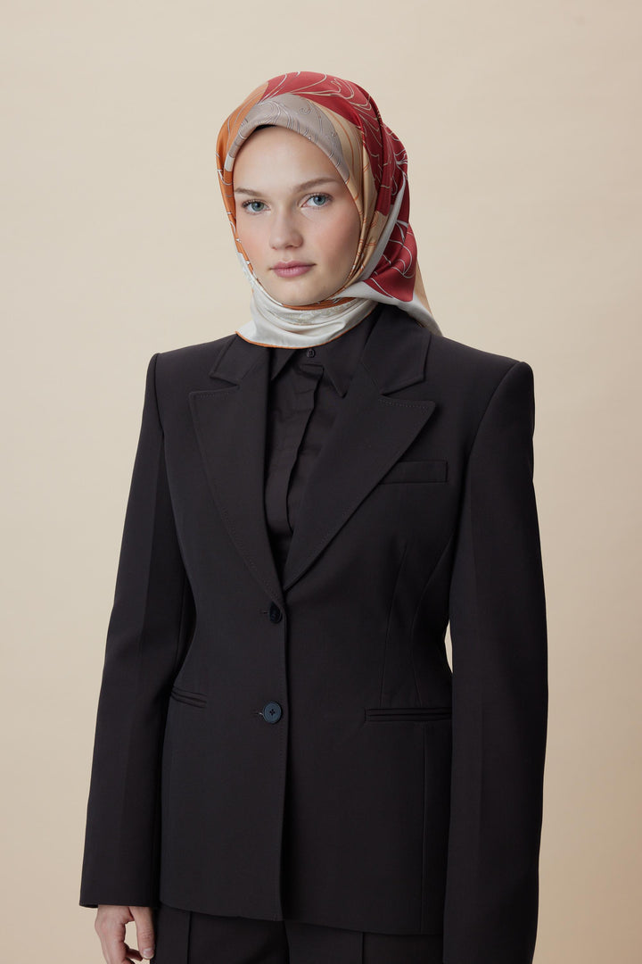 SAFİ TİVİL İPEK EŞARP 90*90 CM - TABA - Görsel 9