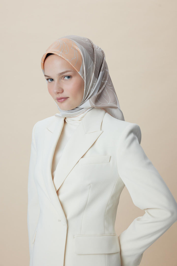 SAFİ TİVİL İPEK EŞARP 90*90 CM - VİZON - Görsel 5