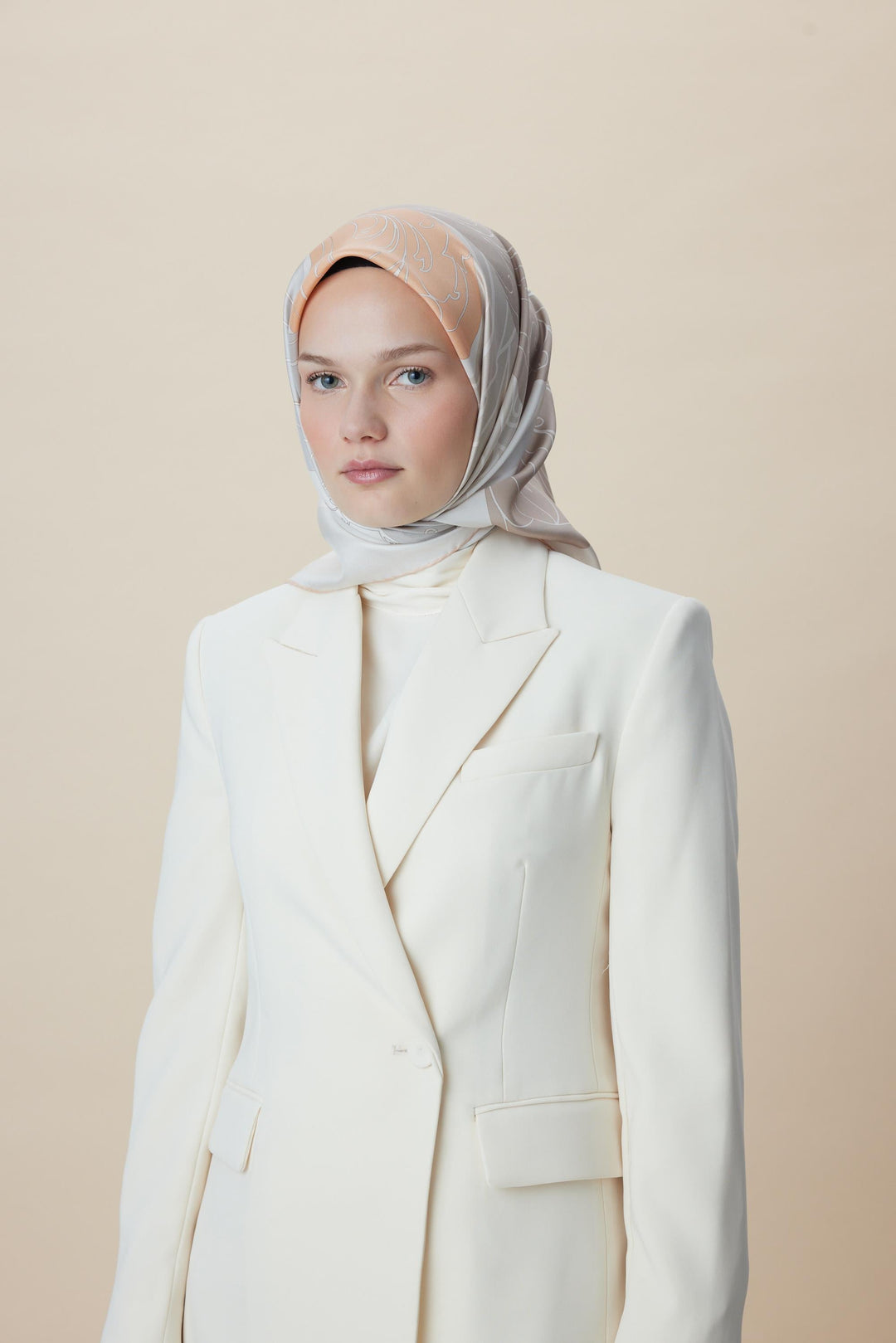 SAFİ TİVİL İPEK EŞARP 90*90 CM - VİZON - Görsel 9