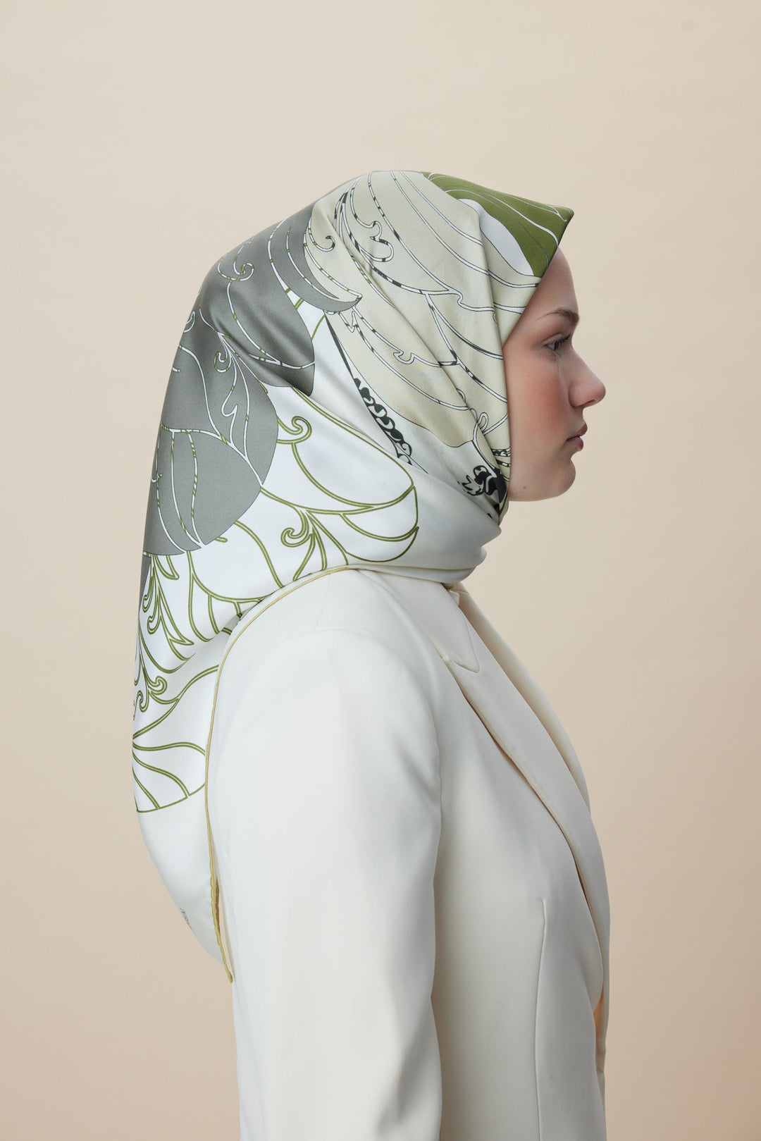 SAFİ TİVİL İPEK EŞARP 90*90 CM - YEŞİL - Görsel 12