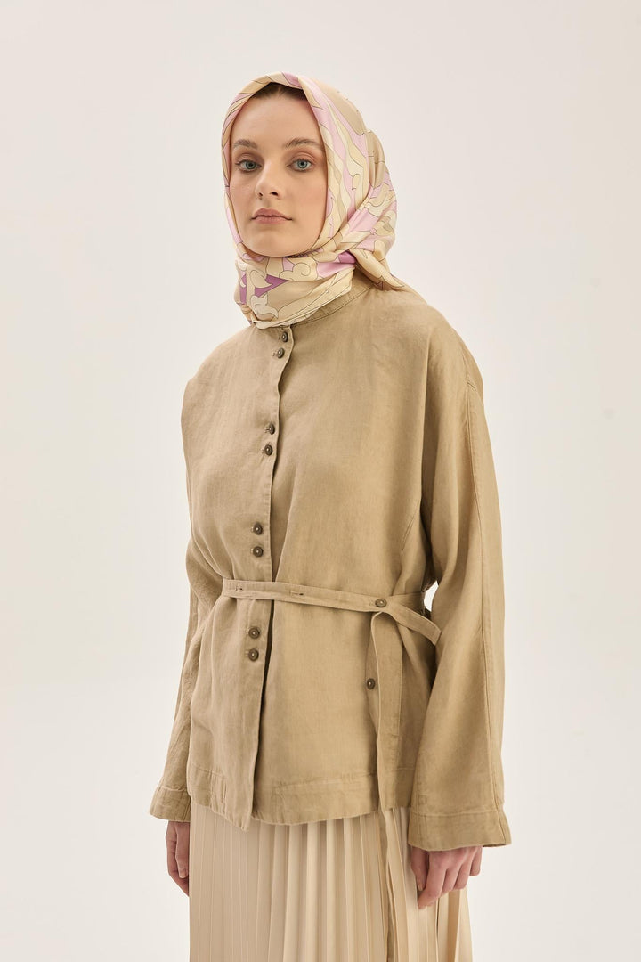 Maisa SARA TİVİL İPEK EŞARP 90*90 CM - BEJ