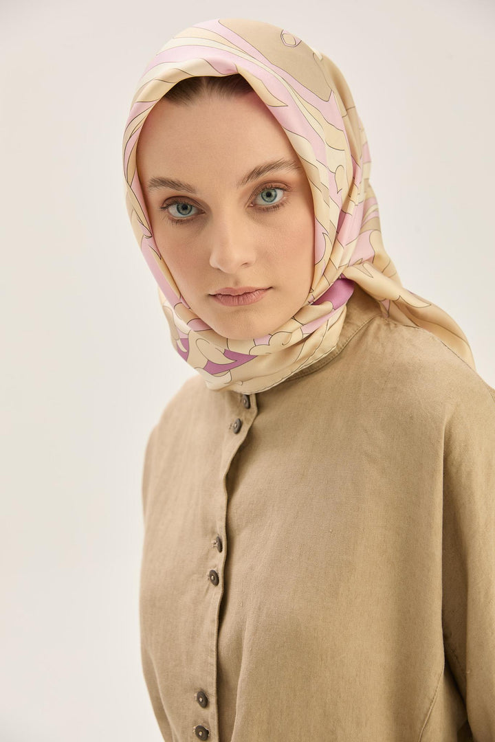 Maisa SARA TİVİL İPEK EŞARP 90*90 CM - BEJ