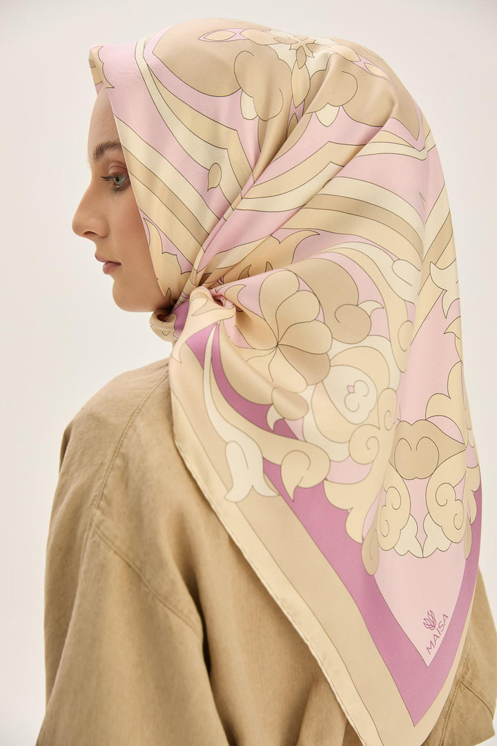 Maisa SARA TİVİL İPEK EŞARP 90*90 CM - BEJ