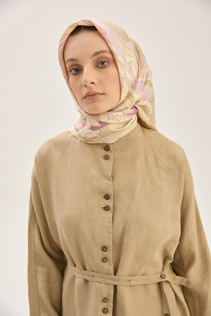 Maisa SARA TİVİL İPEK EŞARP 90*90 CM - BEJ