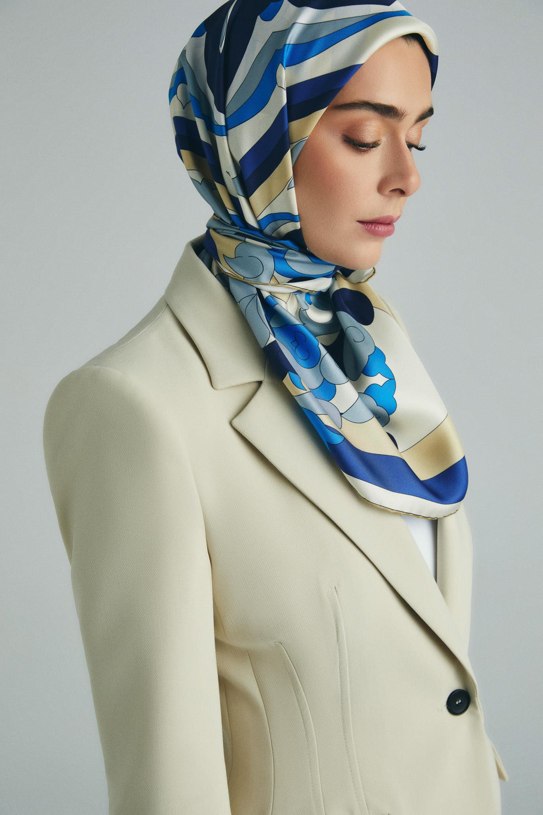 Maisa SARA TİVİL İPEK EŞARP 90*90 CM - MAVİ