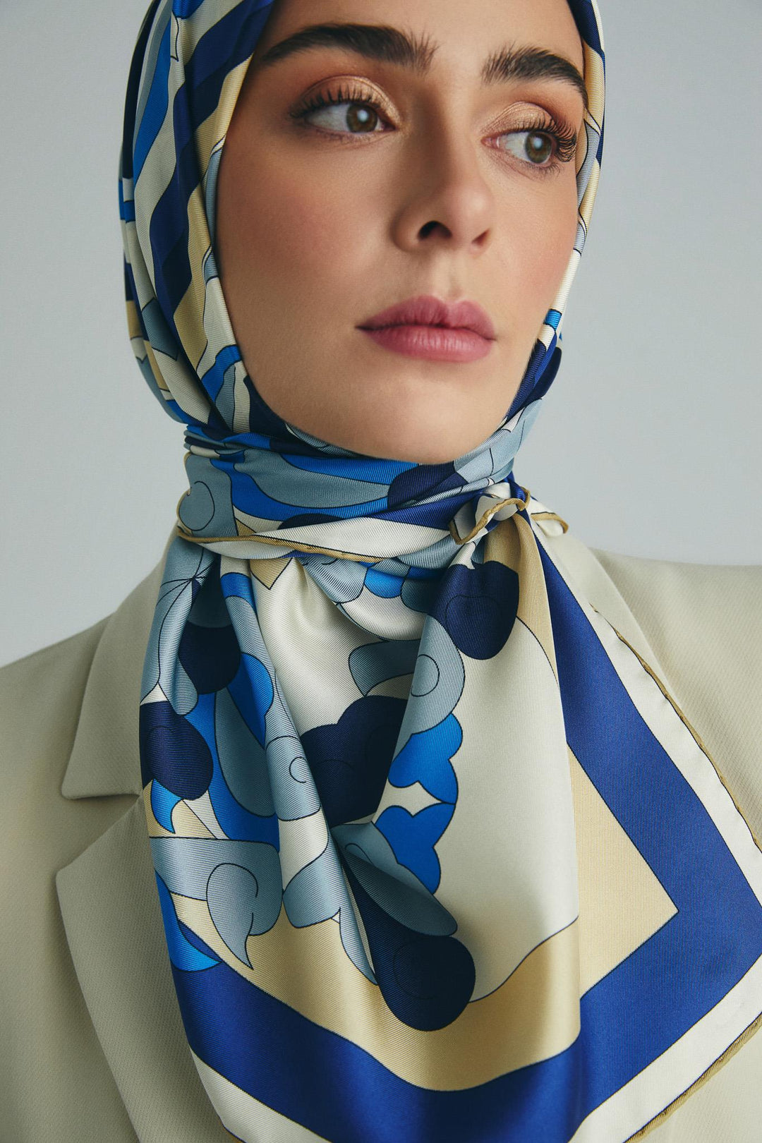 Maisa SARA TİVİL İPEK EŞARP 90*90 CM - MAVİ