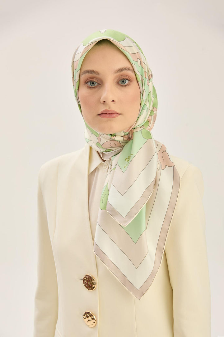Maisa SARA TİVİL İPEK EŞARP 90*90 CM - YEŞİL
