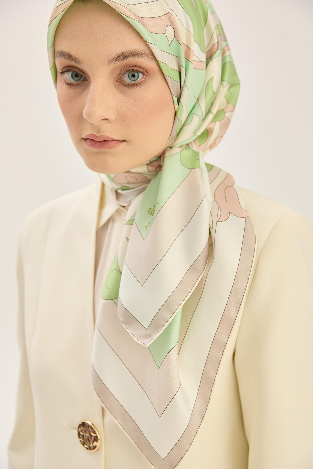 Maisa SARA TİVİL İPEK EŞARP 90*90 CM - YEŞİL