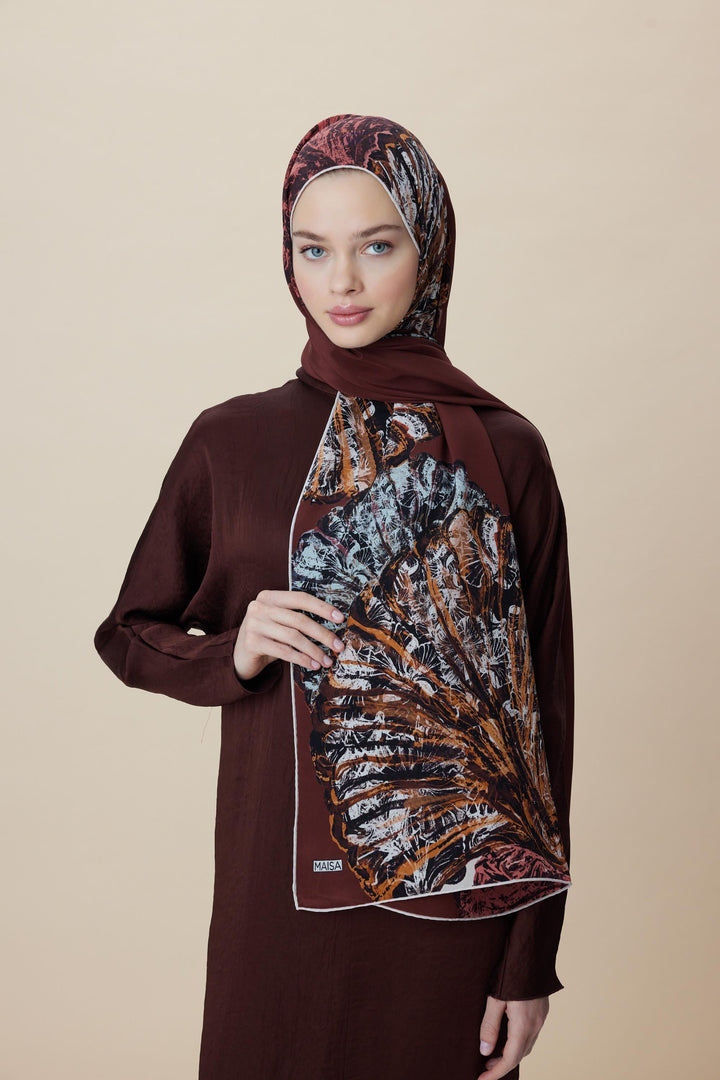 Maisa SAYRA KREP İPEK ŞAL 70*190 CM - KIRMIZI