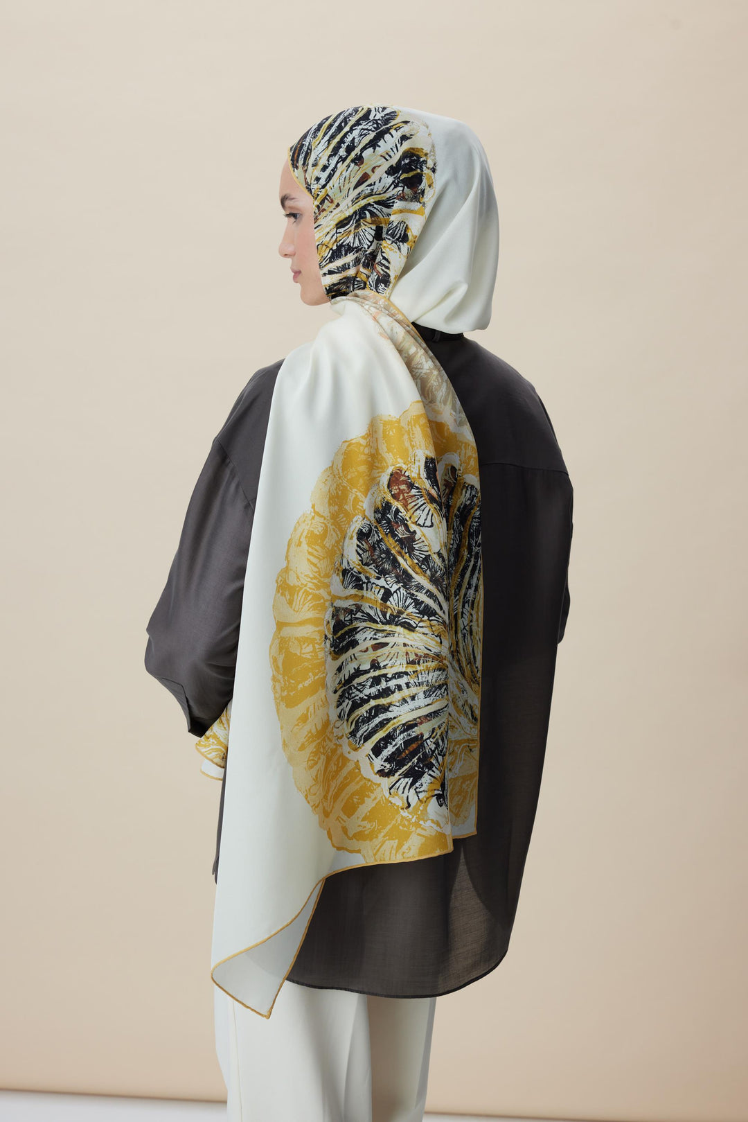 Maisa SAYRA KREP İPEK ŞAL 70*190 CM - KREM