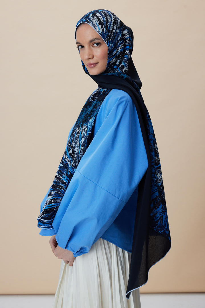 Maisa SAYRA KREP İPEK ŞAL 70*190 CM - LACİVERT