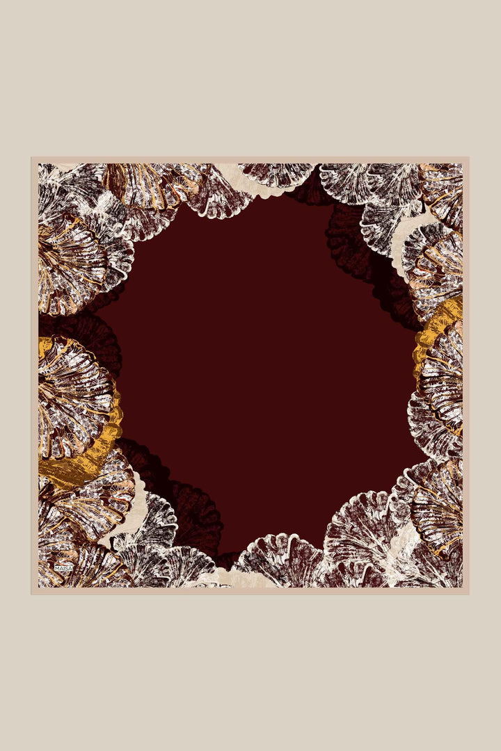 SAYRA MULBERRY İPEK EŞARP 90*90 CM - BORDO - Görsel 1