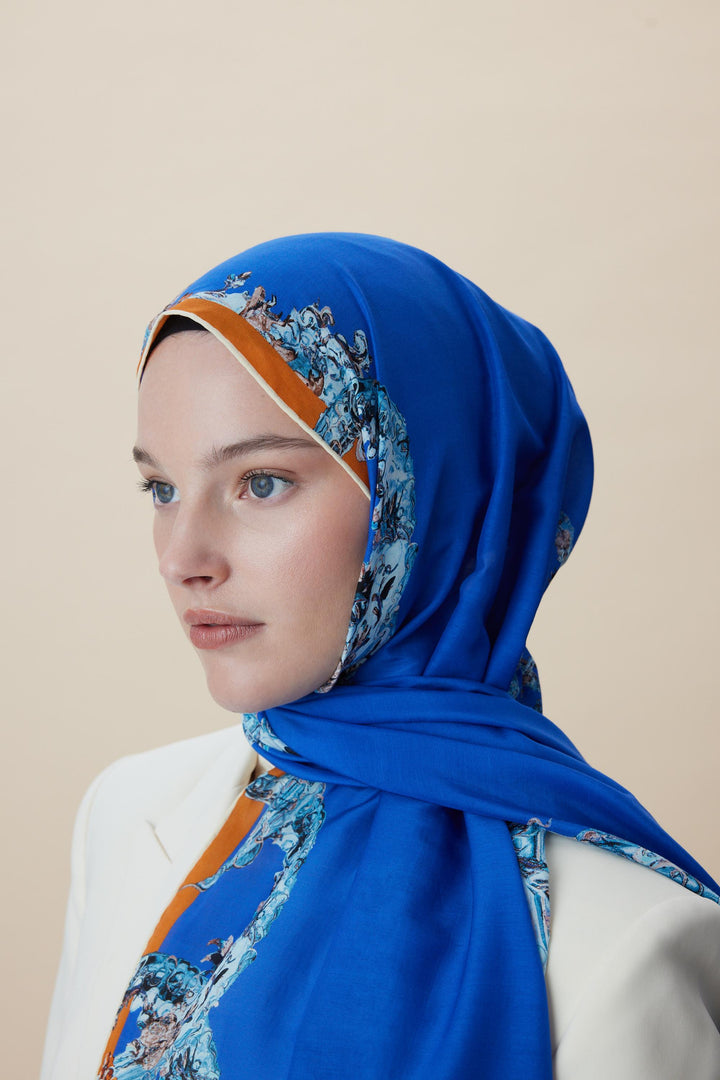 ŞEBNEM FLOŞ VİSKON ŞAL 70*190 CM - MAVİ - Görsel 4